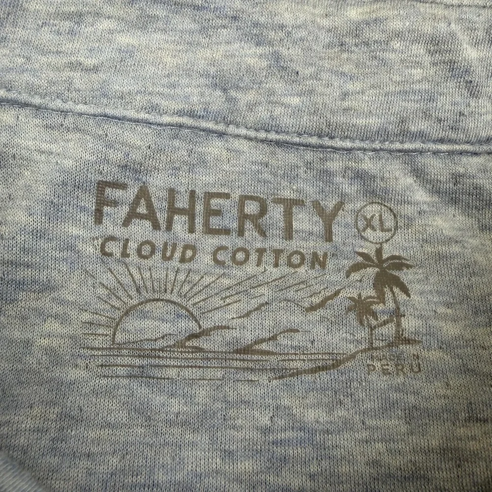 Faherty Cloud Cotton‎ Polo Shirt Mens XL Blue Heather Jersey Soft Tagless Casual